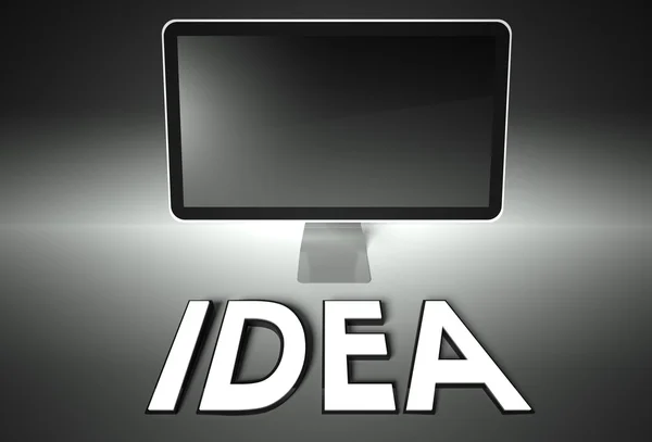 Tela em branco do computador com a palavra Ideia — Fotografia de Stock