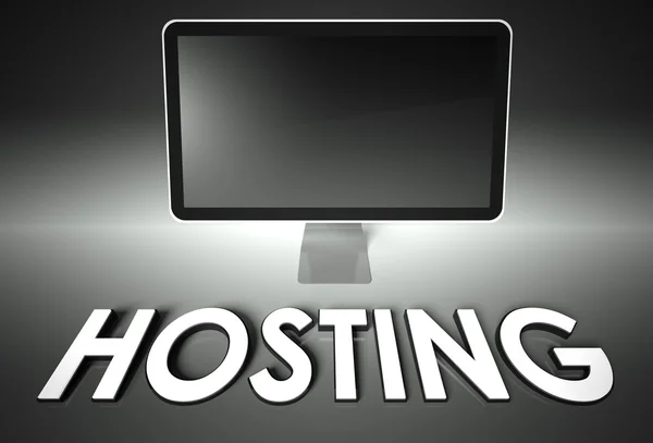 Word hosting ile bilgisayar boş ekran — Stok fotoğraf