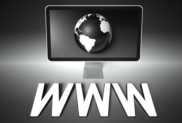Screen and globe with WWW, Network — Stock Photo, Image
