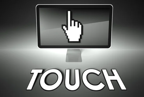 Ícone de tela e mão com toque, Internet — Fotografia de Stock