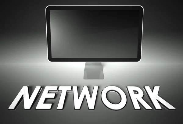 Computer blank screen with word Network — Stock Photo, Image