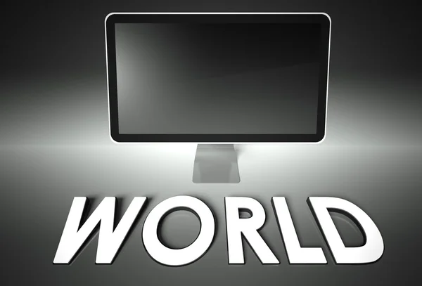 Computer blank screen with word World — Stock Photo, Image