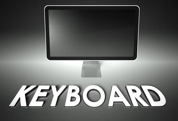 Pantalla en blanco del ordenador con palabra teclado — Foto de Stock