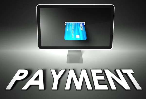 Schermo e carta di credito, Word Payment, E-commerce — Foto Stock