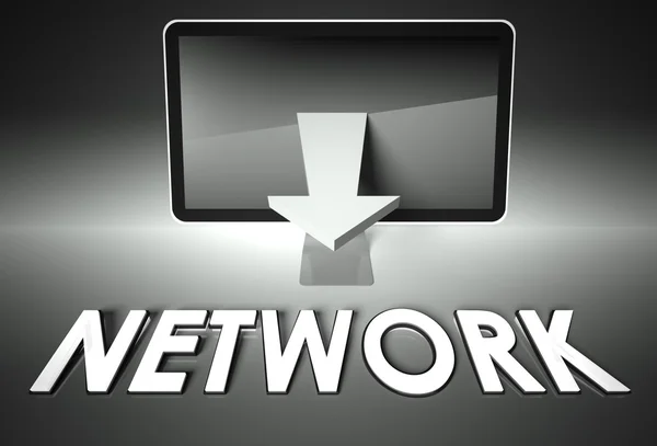 Screen and chart arrow with word Internet, Network — Stock Photo, Image
