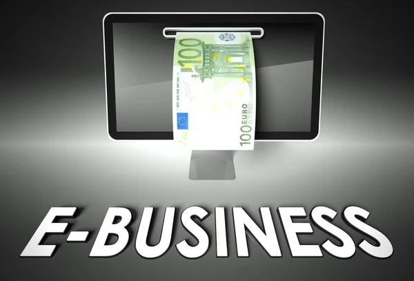 Screen and euro bill, E-business — Stock Photo, Image