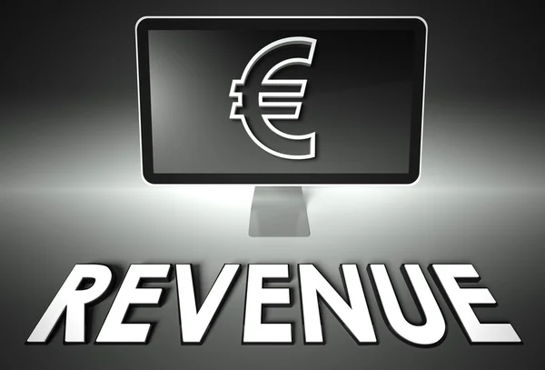 Bildschirm und Euro-Zeichen, Einnahmen — Stockfoto