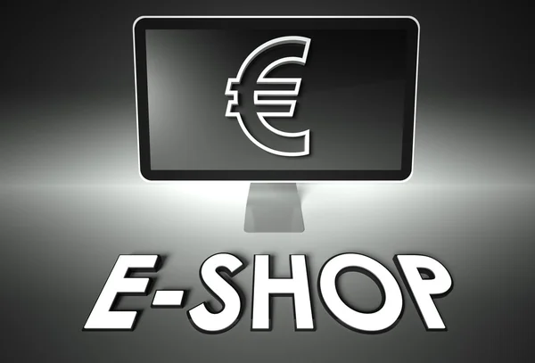 Scherm en euro teken, e-shop — Stockfoto