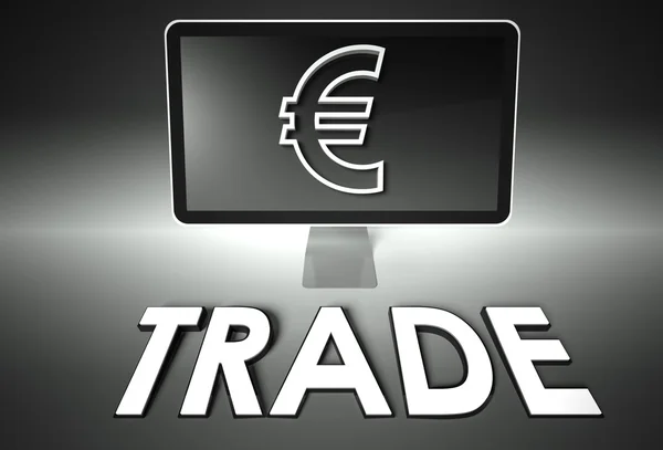 Screen and euro sign, Trade — Stock Photo, Image