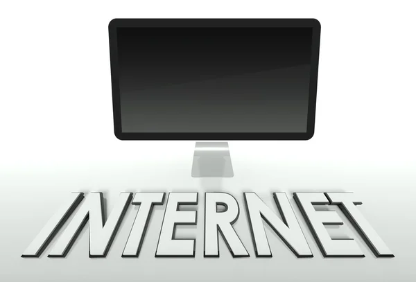 Computer blank screen with word Internet — Stock Photo, Image