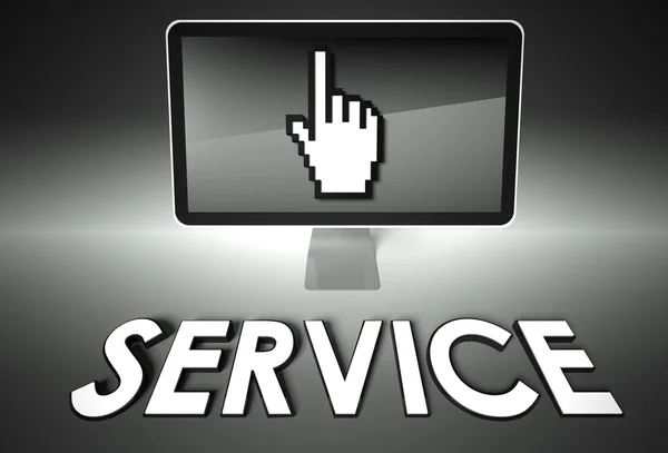 Screen and hand icon with Service, Support — Stock Photo, Image