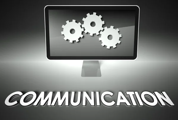 Screen and gears, Communication — Stock Photo, Image