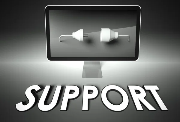 Computer e spina con supporto, aiuto — Foto Stock