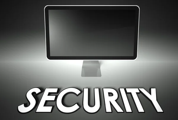 Комп'ютер порожній екран зі словом Безпека — стокове фото