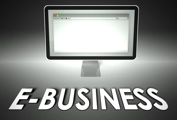 Computer e browser web con E-business, E-commerce — Foto Stock