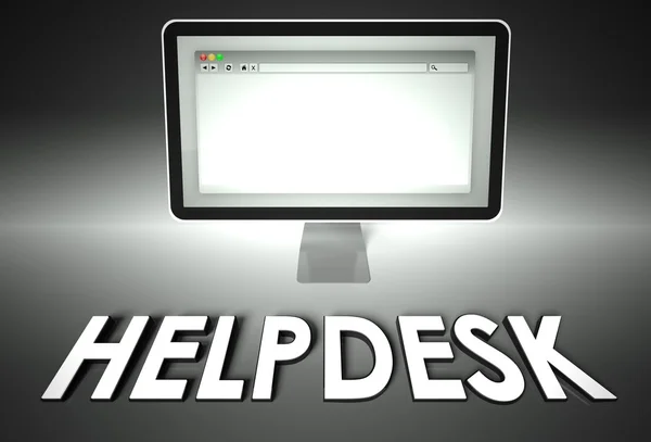 Computer e browser web con Helpdesk, Supporto — Foto Stock