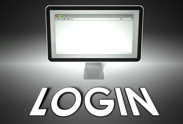 Computador e navegador web com Login, Segurança — Fotografia de Stock