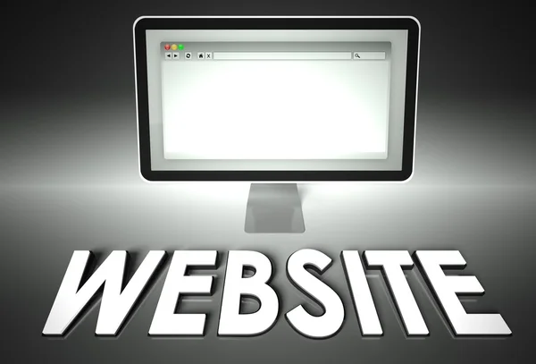 Computer e browser web con Sito Web, Rete — Foto Stock