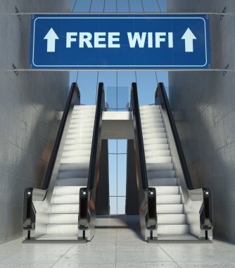 binada, yürüyen merdiven taşıma ücretsiz wifi işareti
