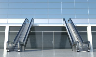 hareketli yürüyen merdiven ve modern ofis binası