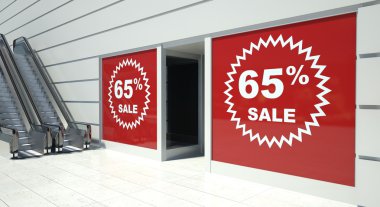 yüzde 65'i satışa shopfront windows ve yürüyen merdiven