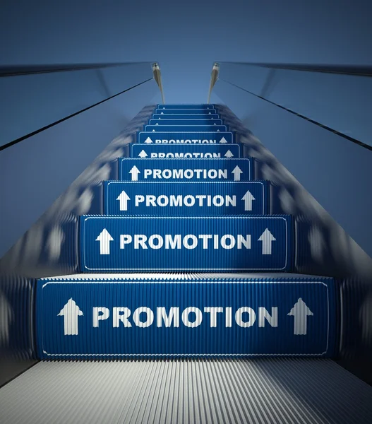 Moving escalator stairs to promotion, concept — 图库照片