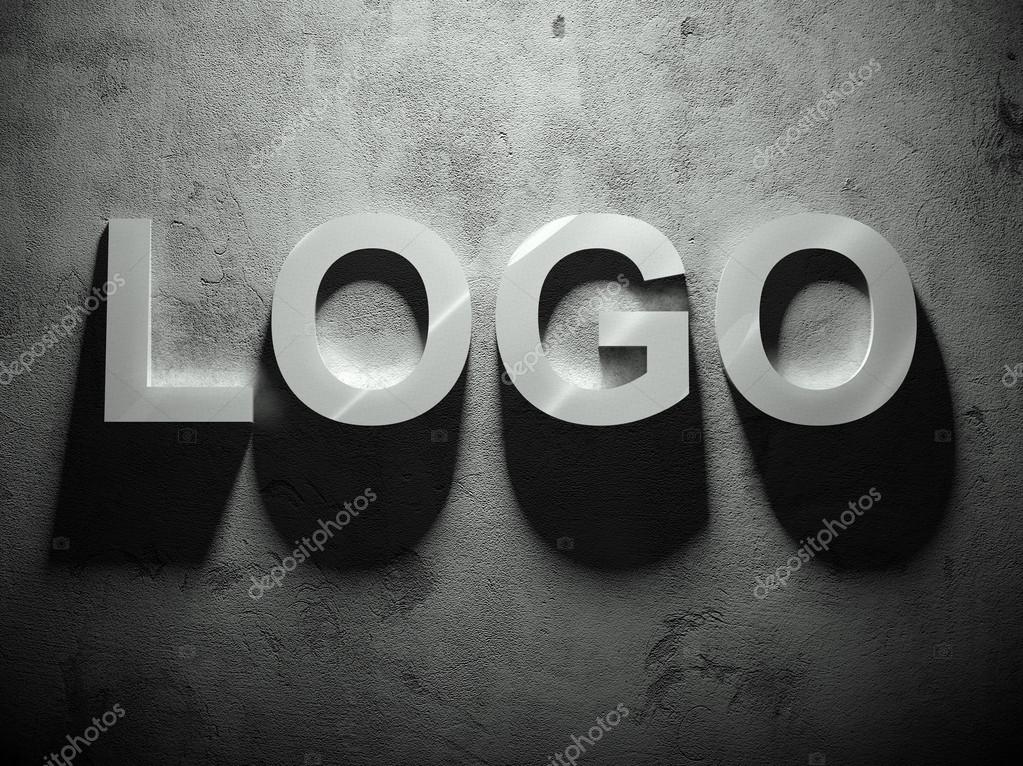 Logo text with shadow, word background