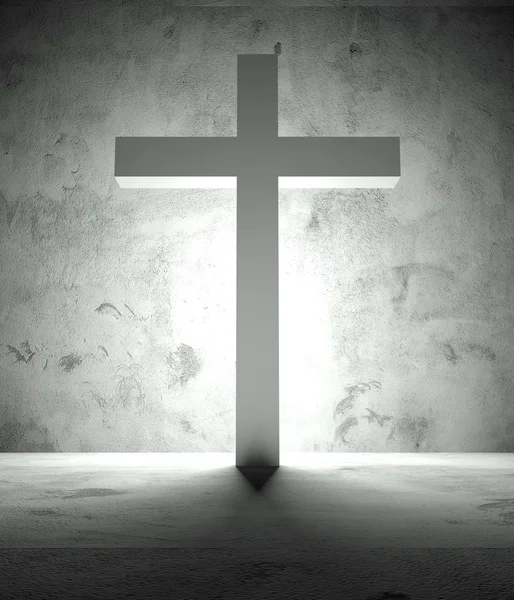 Христианский крест и тень, драматическая сцена — стоковое фото