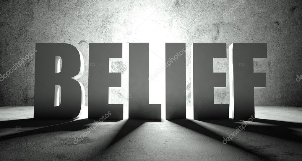 Belief word with shadow, background