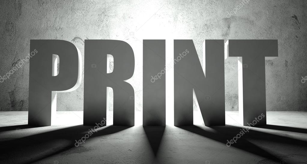 Print word with shadow, background