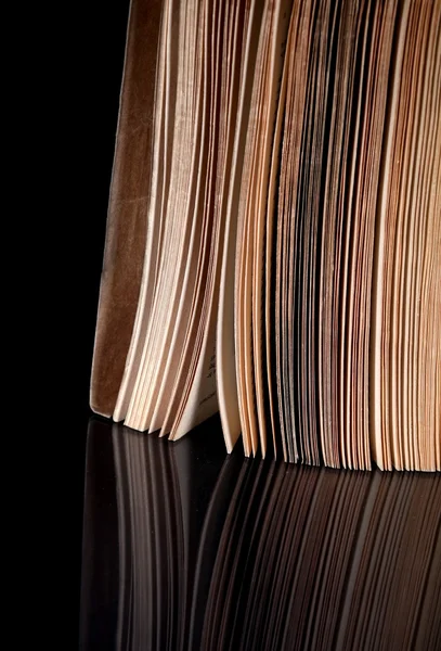 Ouvert vieux livre avec pages vintage réfléchies — Photo