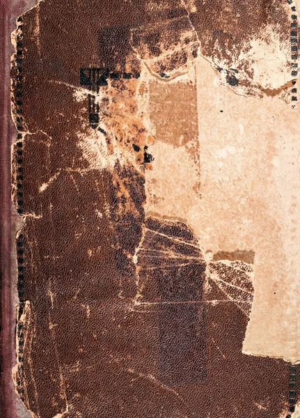 Textura de capa de livro antigo, couro marrom e papel — Fotografia de Stock