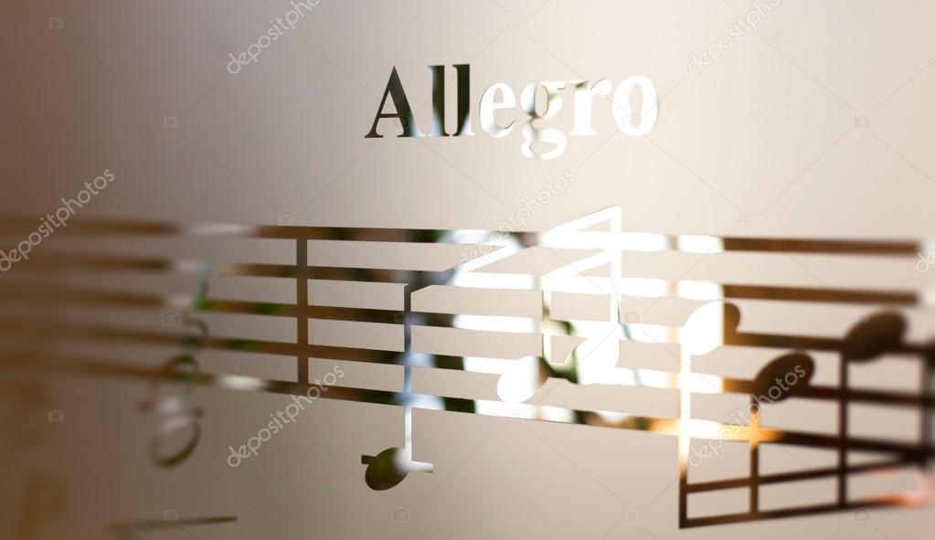 Musical notes on frosted glass, art background