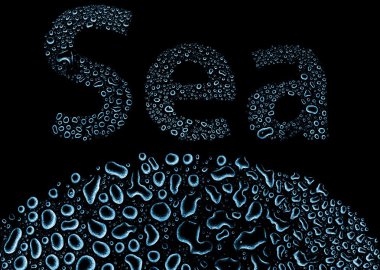 Deniz su, siyah arka plan damla