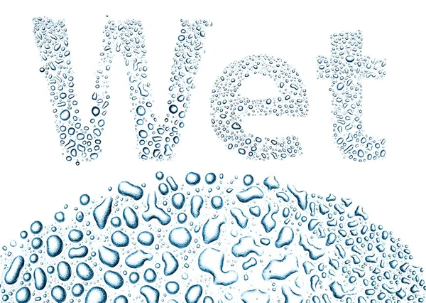 Wet made of water drops, background on white — Stock Photo, Image
