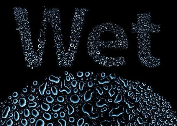 Molhado feito de gotas de água, fundo em preto — Fotografia de Stock