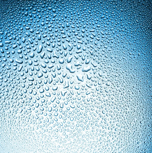 Gotas de agua sobre fondo azul —  Fotos de Stock