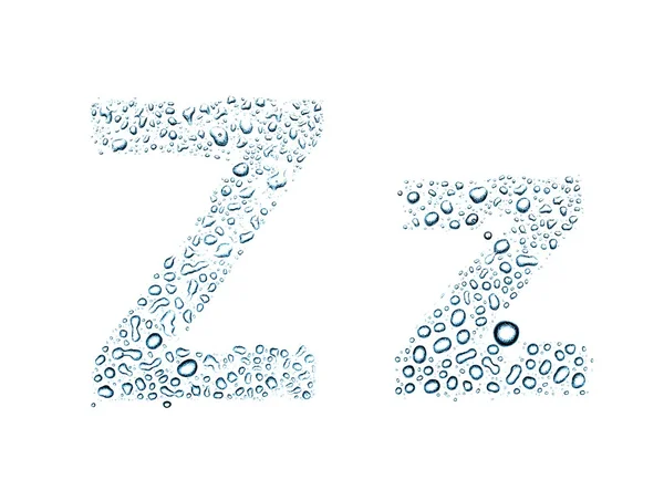 Water drops alphabet letter z, isolated white — Stock Photo, Image