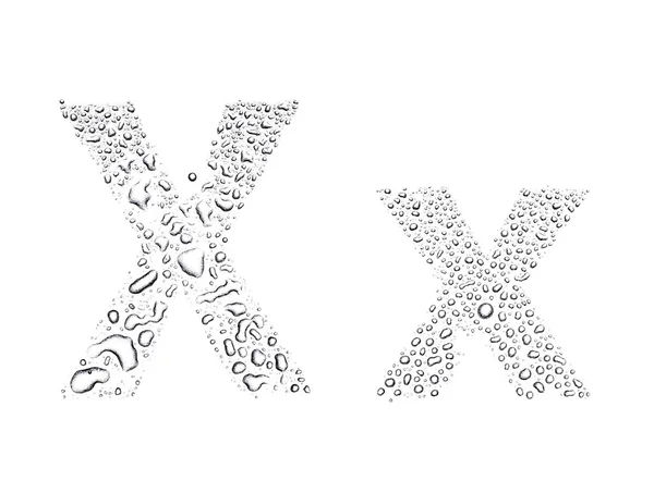 Σταγόνες νερού αλφάβητο γράμμα x, απομονωμένες λευκό — Φωτογραφία Αρχείου