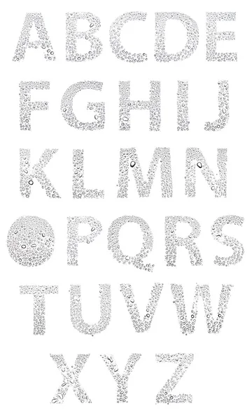 Waterdruppels Alfabetletters, geïsoleerde Wit — Stockfoto