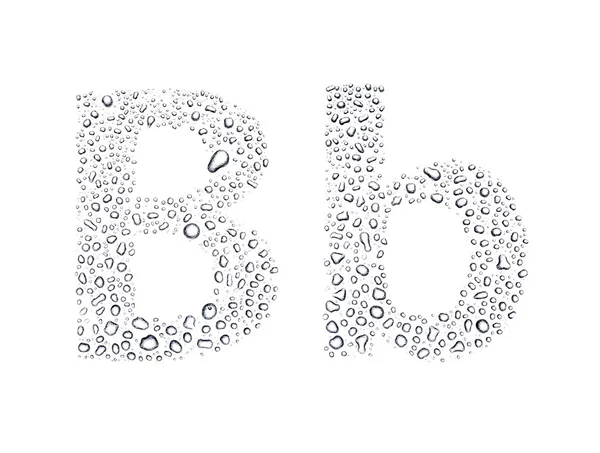 Water drops alphabet letter b, isolated white — Stock Photo, Image