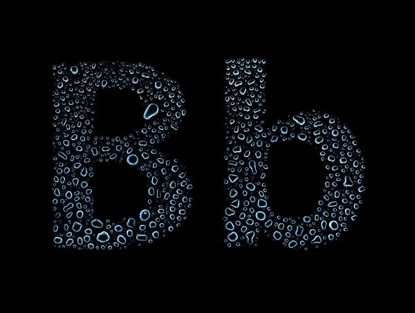 Alfabe harfi b, izole siyah su damlaları — Stok fotoğraf