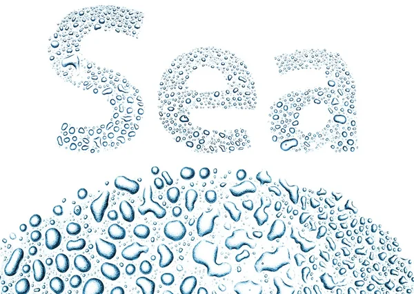 Sea made of water drops, background on white — Stock Photo, Image