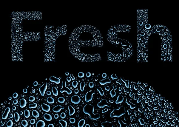 Fresh made of water drops, background on black — Stock Photo, Image