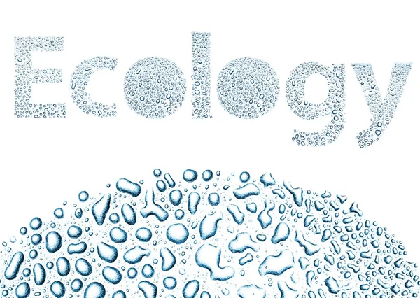 Ecology made of water drops, background on white — Stock Photo, Image