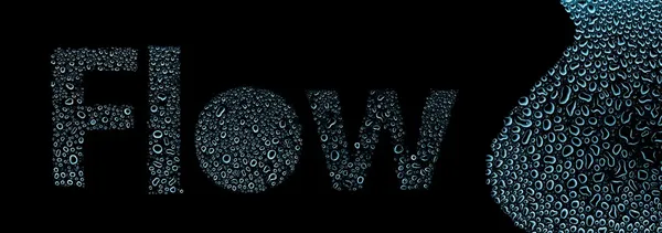 Stroom gemaakt van water drops, achtergrond op zwart — Stockfoto