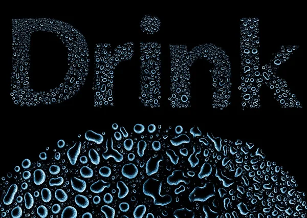 Drink made of water drops, background on black — Stock Photo, Image