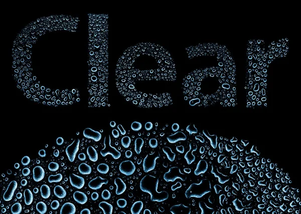 Clear made of water drops, background on black — Stock Photo, Image