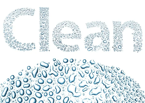 Clean made of water drops, background on white — Stock Photo, Image