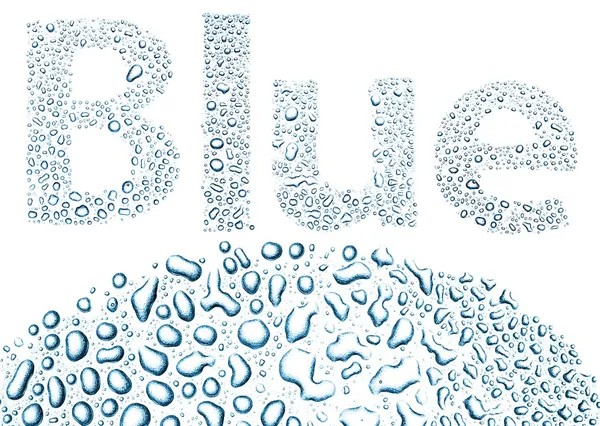 Blau aus Wassertropfen, Hintergrund auf weiß — Stockfoto